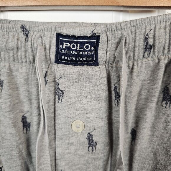 Ralph Lauren Men's Polo All Over Pony Pajama Pants Classic Gray Navy AOP Medium - Picture 2 of 4